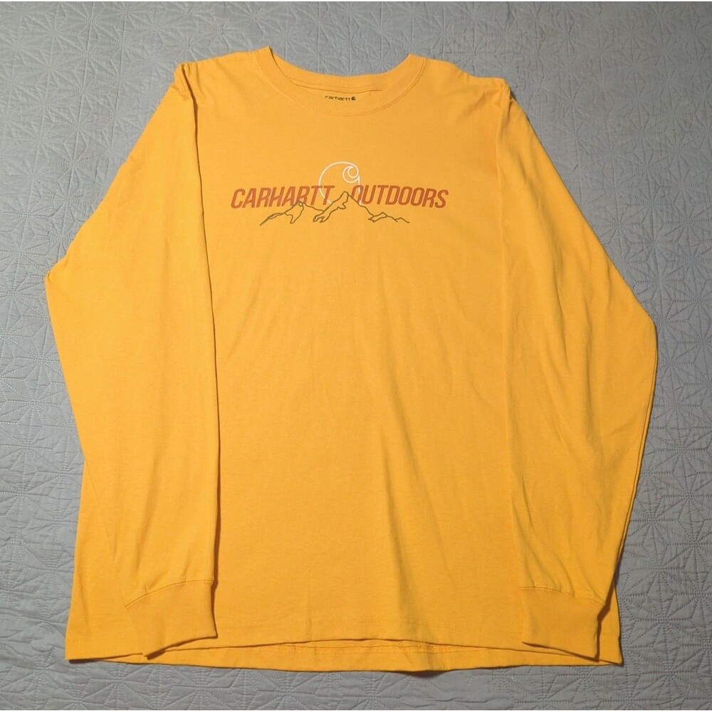 Carhartt Relaxed Fit Heavyweight Long Sleeve Yellow Shirt Mens Sz XL 100% Cotton